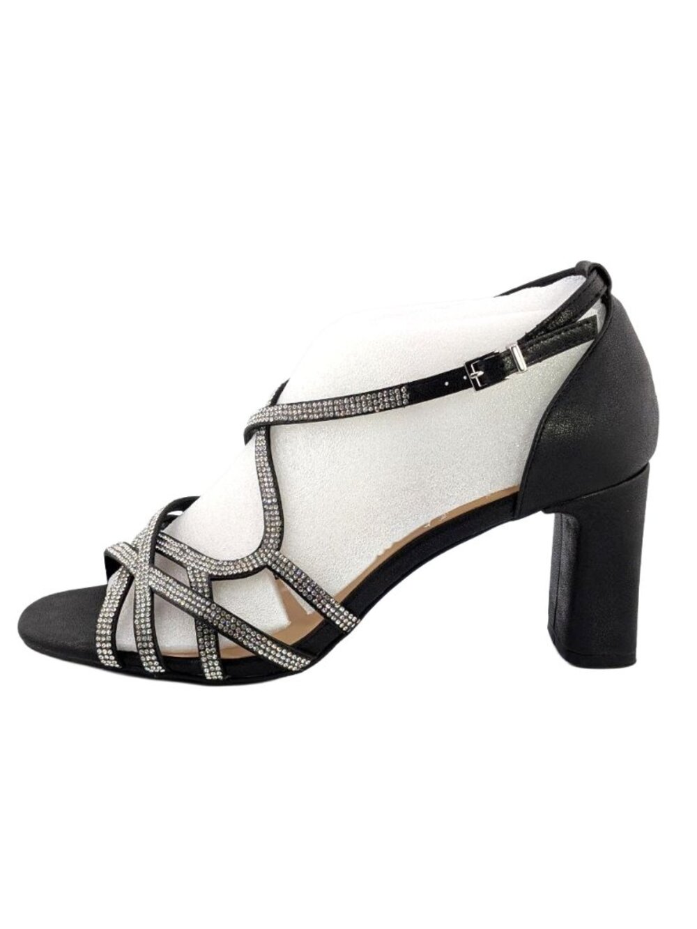 Bella Vita Aliette Rhinestone Embellished Sandals Black US Size 10WW